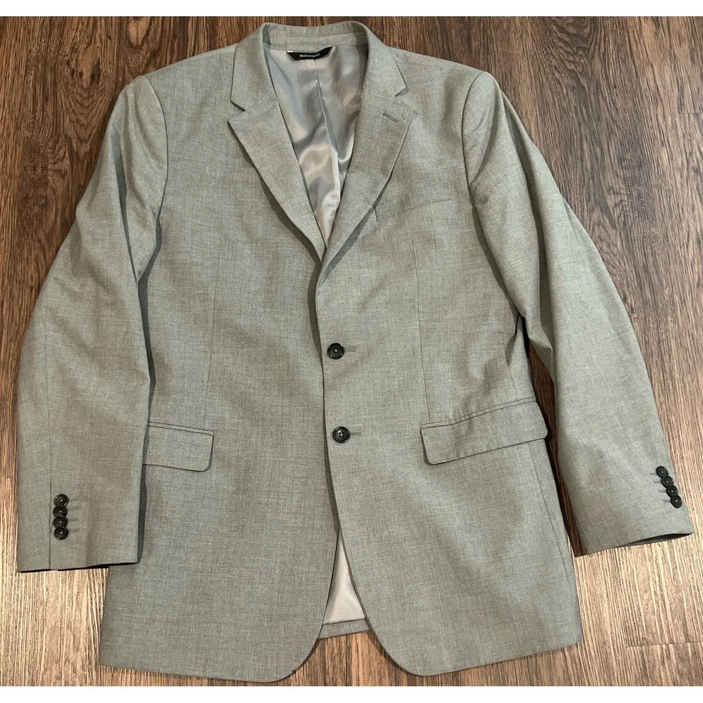 Banana Republic Mens Two Button Tailored Fit Blazer Jacket size 42L heather grey